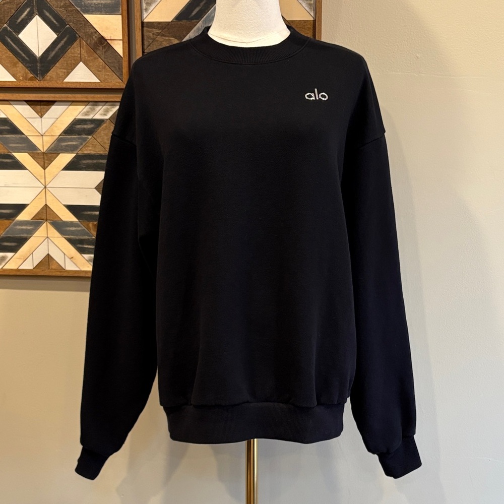 ALO Yoga Black Pullover Crew Sweatshirt